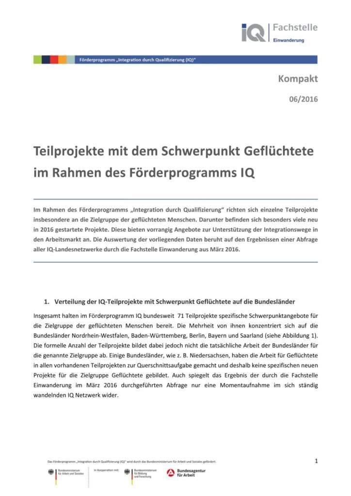 Teilprojekte Mit Schwerpunkt Geflüchtete - Minor